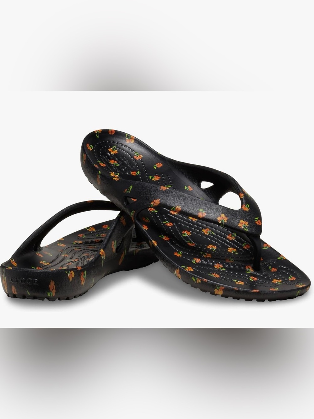NWOT CROCS Black Floral Printed Women's Clog Mules size 10